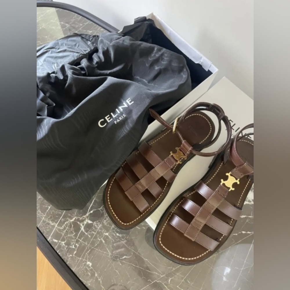 Celine Triomphe leather Sandals